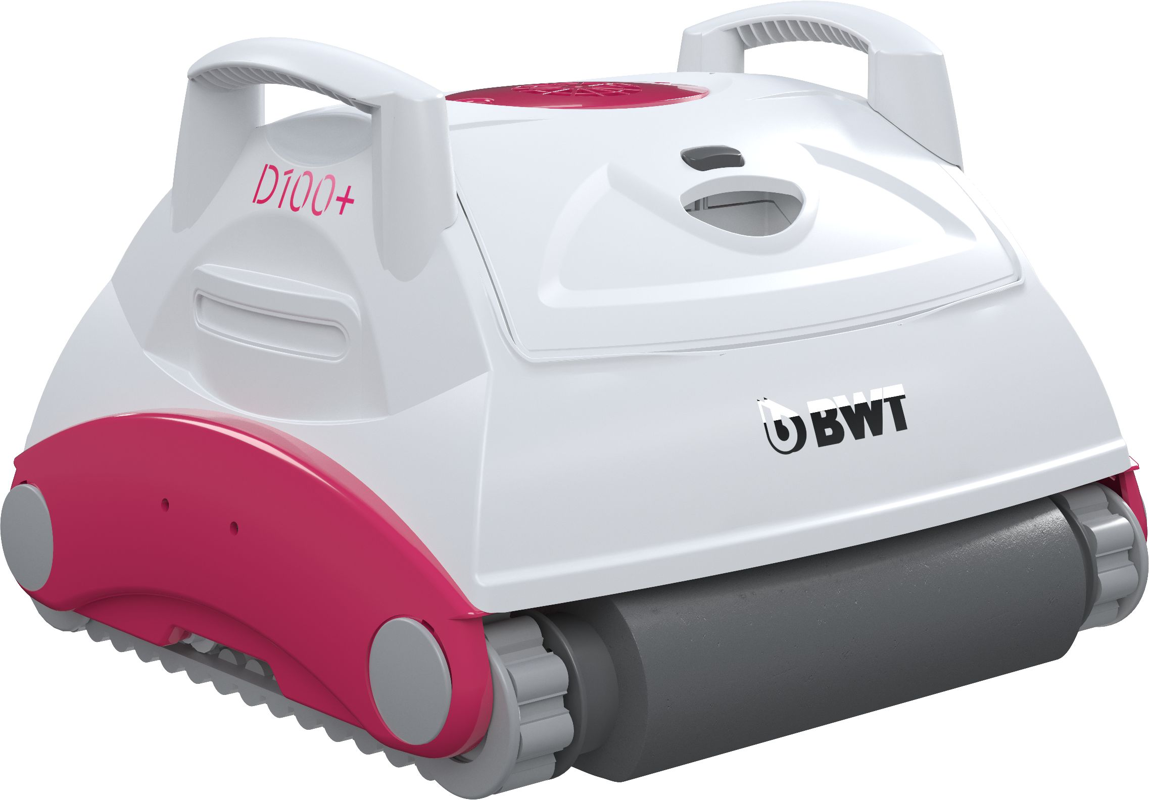 Uima-altaan imurirobotti D100+ on väriltään valkoinen ja vaaleanpunainen, solumuovitelat.